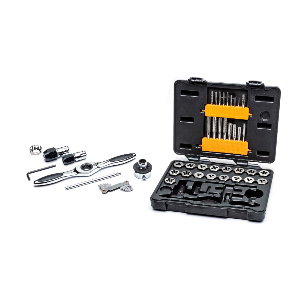 GearWrench 3885 Juego de Llaves de Machos y Terrajas de Trinquete SAE, 42 Piezas