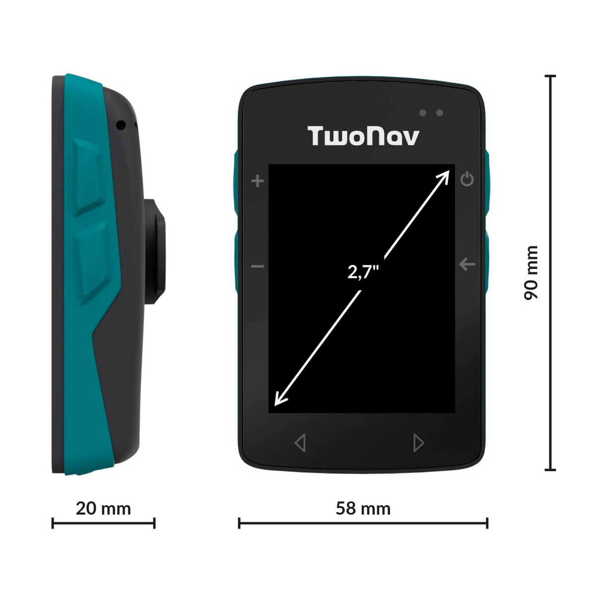 TwoNav Roc (32 GB), GPS con Pantalla 2.7 Pulgadas para MTB, Ciclismo, Gravel o bikepacking con mapas incluidos. Color Turquesa
