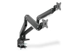 DIGITUS Soporte de mesa para monitor doble con muelle neumático 2x 35", 2x 15 kg máx. negro