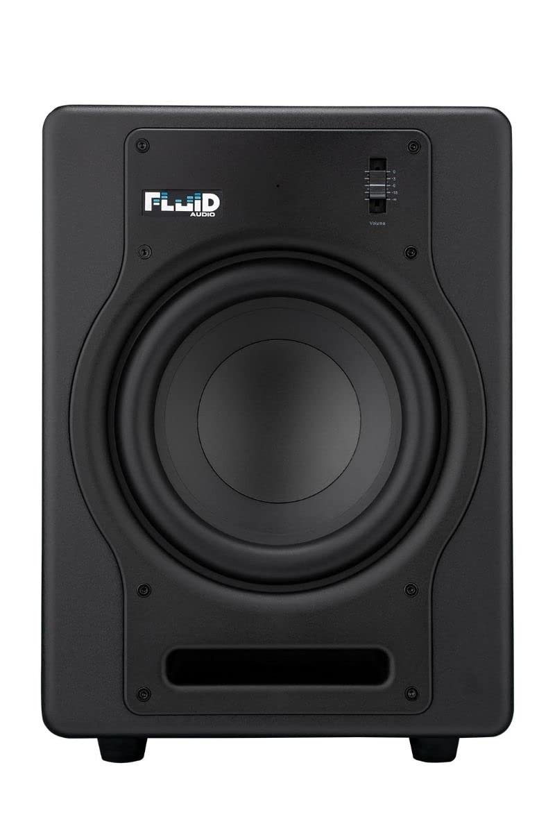 Fluid Audio Subwoofer de Estudio Activo F8S (Amplificador de Clase D de 200 W, Respuesta en frecuencia de 30-200 Hz, Compacto y Potente, con Pedal de Control de Graves),Negro