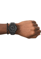 Armani Exchange Reloj Negro para Hombre, Movimiento cronógrafo Cuarzo y Caja 44mm con Correa Acero Inoxidable, Grafito y Negro Azabache