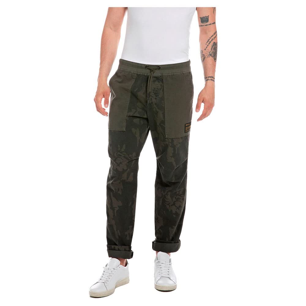 REPLAY M9933, Pantalón de vestir para Hombre, Verde (Military Camouflage 010), 30W / 32L