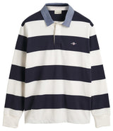 GANT Reg Chambray Stripe Heavy Rugger Camiseta, Fuente de Huevo, L Hombres