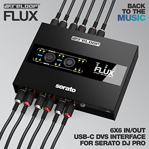 Reloop Flux - Interfaz DVS 6x6 IN/OUT USB-C Club-ready para Serato DJ Pro, 24 bits/96 kHz, compatible con giradiscos, CDJs u otros reproductores multimedia, hub USB-A de 2 puertos