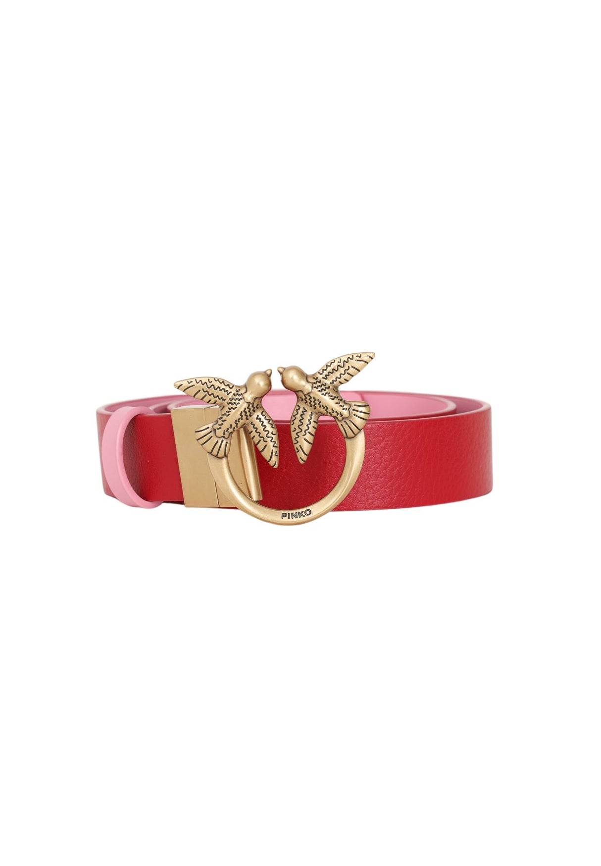 Pinko Love Berry H3 Belt Piel Bottalata+Vit.Seda Cinturón, Rn6q_Mult.Rojo/Rosa-Antique Gold, L para Mujer