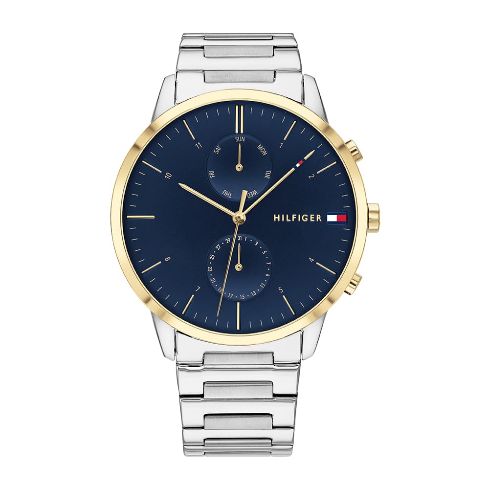Tommy Hilfiger Reloj Analógico de Cuarzo Multifunción para Hombre con Correa de Acero Inoxidable Plateada - 1710408