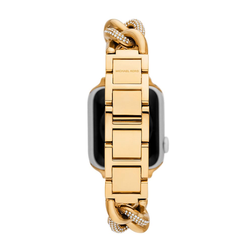 Michael Kors Correa de acero inoxidable o acetato para mujer, compatible con Apple Watch de 38 mm/40 mm/41 mm, Tono Oro