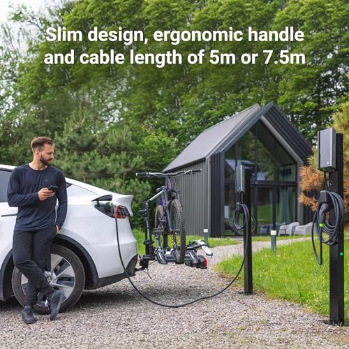 Green Cell GC HabuDen Wallbox 22 kW 32 A 5 m Type 2 Charging Cable Intelligent EV Charging Station with GC App Bluetooth WiFi Compatible with All Electric Cars Electric Car Home Charging with 22 kW /