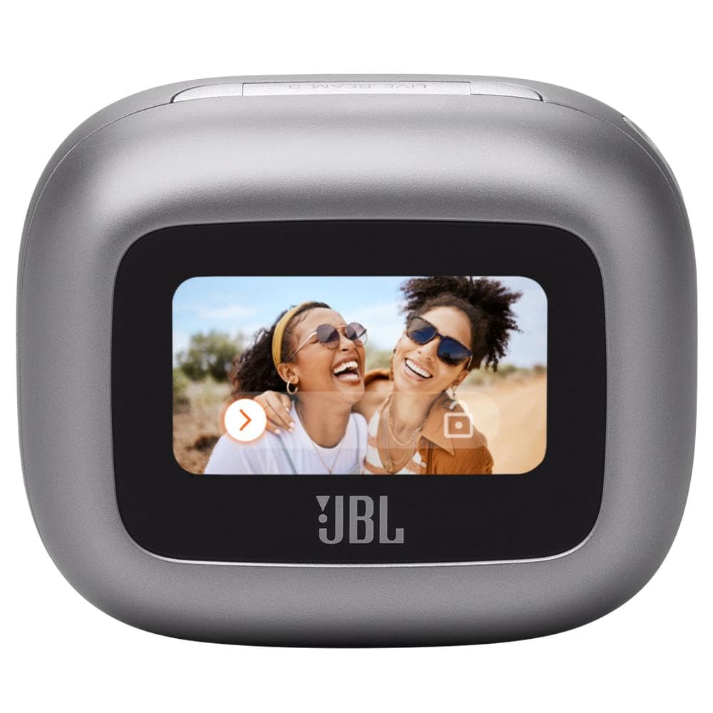 JBL Live Beam 3 Auriculares inalambricos de botón con almohadillas,True Wireless con cancelación de ruido adaptable, hasta 48 horas de reproducción, Bluetooth, audio de alta resolución, plateado