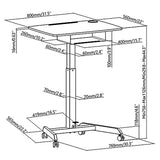 Maclean MC-903B Mesa para Portátil Regulable en Altura con Ruedas y un Cajón | Escritorio para Trabajar de Pie y Sentado | Altura Regulable hasta máx. 113cm, máx. 8 Kilos