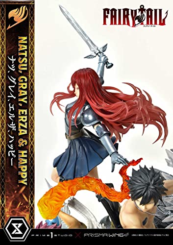 Prime 1 Studio Fairy Tail - Figura Decorativa de Natsu, Gris, Erza, Happy - Figura de Estatua de Lujo, versión 1/7, 57 cm