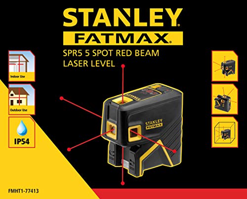 STANLEY FMHT1-77413 - Nivel laser de 5 puntos – Rojo. 30 metros ±3mm/m