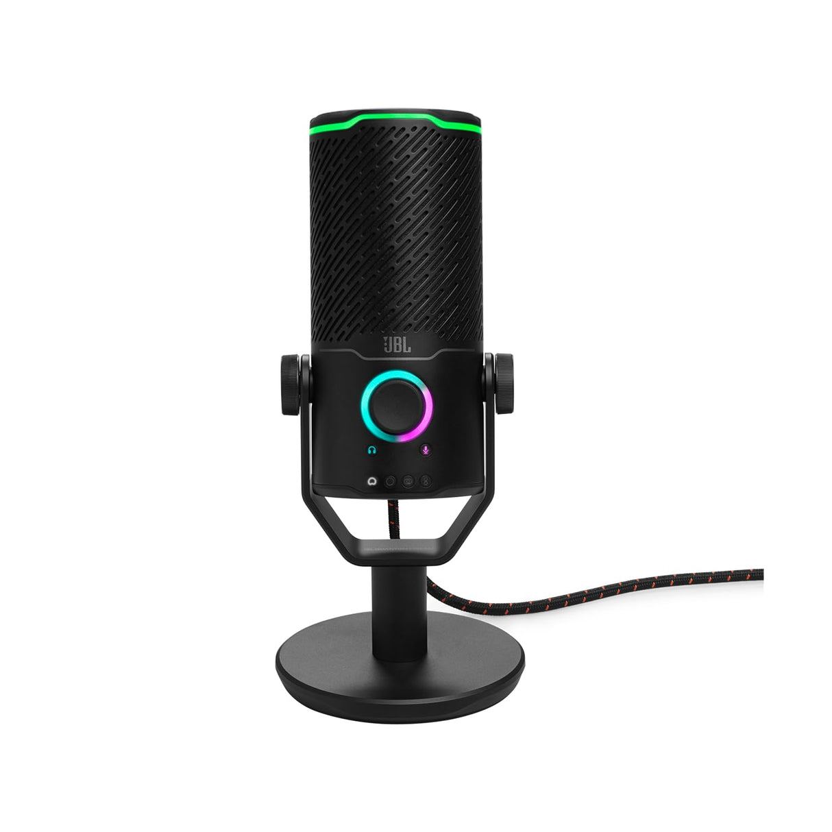 JBL Quantum Stream Studio, Micrófono USB cuádruple para streaming, grabación y gaming, con cuatro patrones de captación de voz y medidor de VU RGB, compatible con JBL QuantumENGINE