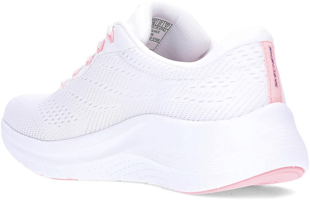 Skechers Arch Fit 2.0 Big League, Zapatillas Mujer, White Mesh/Pink & Blue Trim, 40 EU