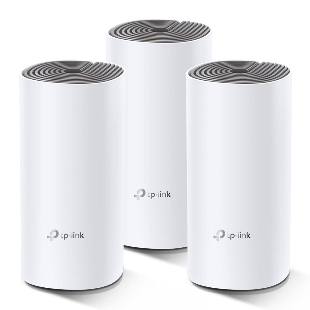 TP-Link Deco E4 (3-Pack) - AC1200 Repetidor de WiFi, Mesh WiFi Inteligente, Doble Banda hasta 350m², 2xPuertos 100/10 Mbps, MU-MIMO, hasta 100 Dispositivos, Adecuado para Xiaomi Mi Box