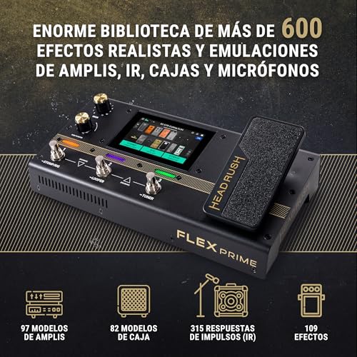 HeadRush Flex Prime - Pedal Multiefectos para Guitarra y Bajo y Procesador de Modelado de Amplis con Pantalla Táctil, Looper, WiFi, Bluetooth y USB