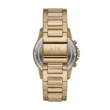 Armani Exchange Reloj Tono Oro para Hombre, Movimiento cronógrafo Cuarzo y Caja 44mm con Correa Acero Inoxidable, Tono Dorado y Crema
