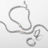 Pandora Timeless Pulsera con cuentas de plata de ley con perla blanca cultivada de agua dulce tratada y circonitas cúbicas transparentes, 16