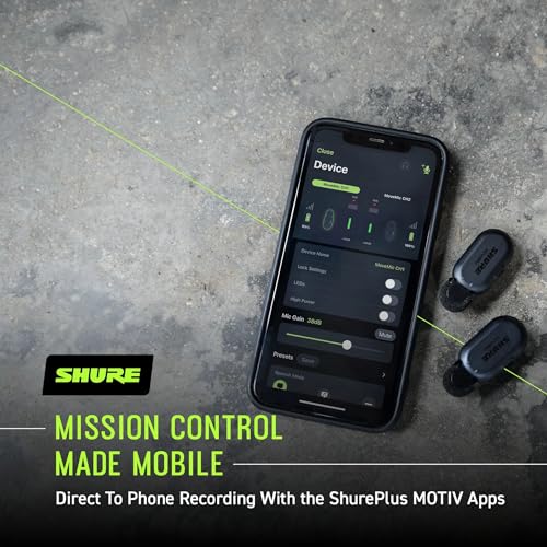 Shure MoveMic Two Kit- Pro Direct to Phone Micrófono inalámbrico Lavalier para iPhone y Android, Bluetooth Mini Mic, Carga de 24 horas, Configuración rápida, IPX4, Portable Clip Lavs (MV-TWO-KIT-Z6)