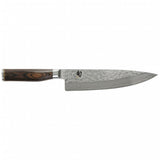 KAI Shun Premier Tim Mälzer Cuchillo de chef japonés con hoja de 20 cm - Núcleo VG-MAX 61 HRC, 32 capas de Damasco pulido - Mango de madera de Pakka de color marrón medio - Superficie martillada