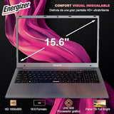 Energizer EnergyBook: portátil de 15,6'' HD+, Intel Celeron, 8 GB de RAM, SSD de 256 GB, gráficos UHD, Windows 11, Teclado QWERTY (Interfaz), USB 3.0, HDMI