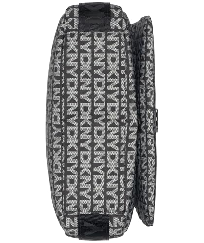 DKNY Hombros con solapa para mujer, 100% poliéster con ribete de poliuretano, logotipo negro y negro, Logotipo negro y negro