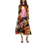 Desigual Vestido de Manga Larga para Mujer, marrón, L