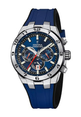 Festina Reloj Hombre F20671/1 Chrono Bike Caja de Acero Inoxidable 316l Plateado Correa de Caucho Azul