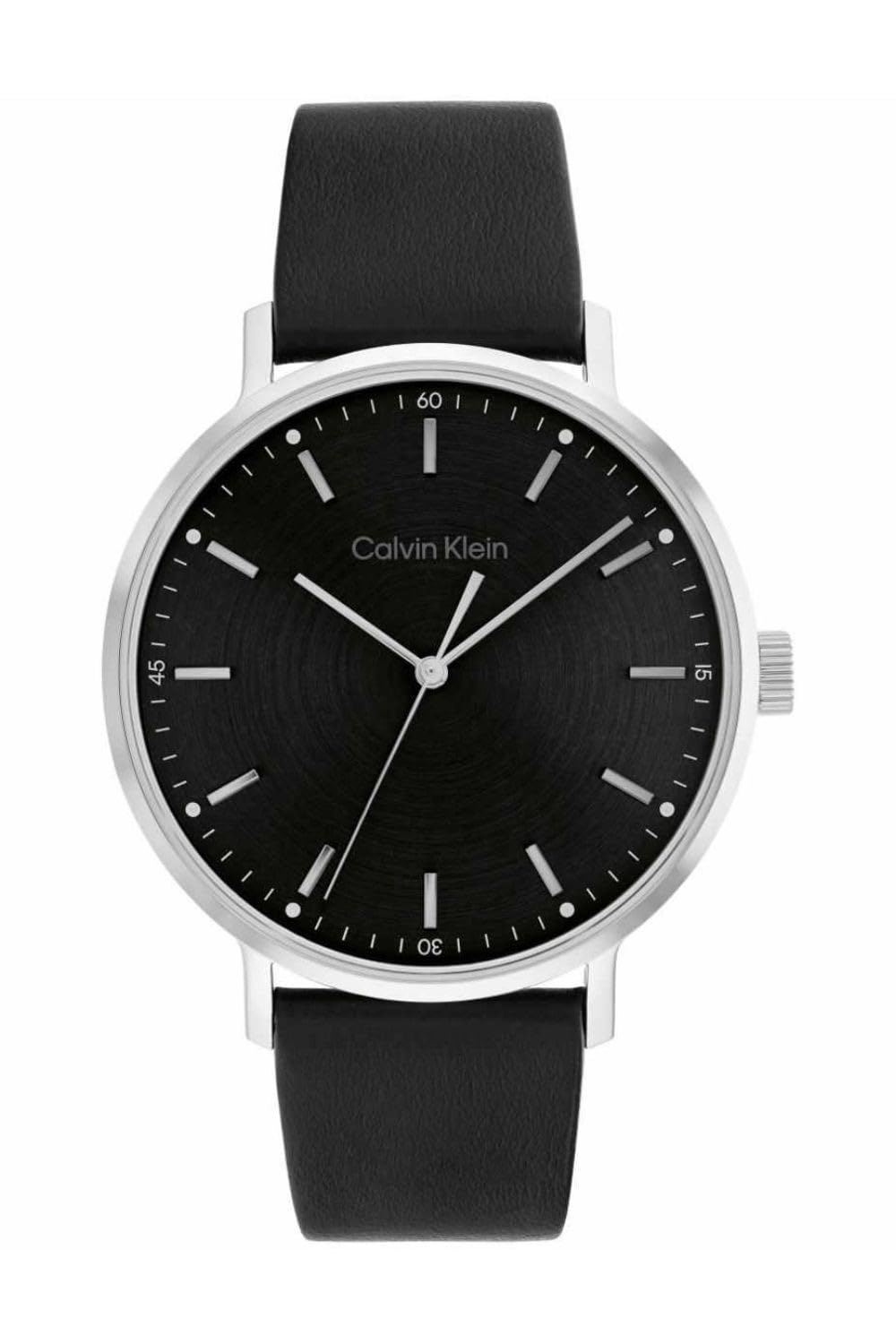 Calvin Klein Reloj Analógico de Cuarzo para Hombre Colección Modern Mesh con Correa de Cuero Negra - 25200050