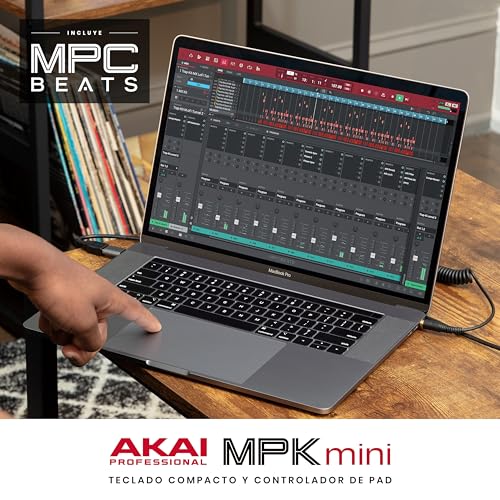 Akai Professional MPK Mini MK3 - Teclado Controlador MIDI USB de 25 Teclas con 8 Drum Pads, 8 Perillas, Software de Producción Musical y Native Instruments Sound Package (NKS Integration)