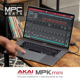 Akai Professional MPK Mini MK3 - Teclado Controlador MIDI USB de 25 Teclas con 8 Drum Pads, 8 Perillas, Software de Producción Musical y Native Instruments Sound Package (NKS Integration)