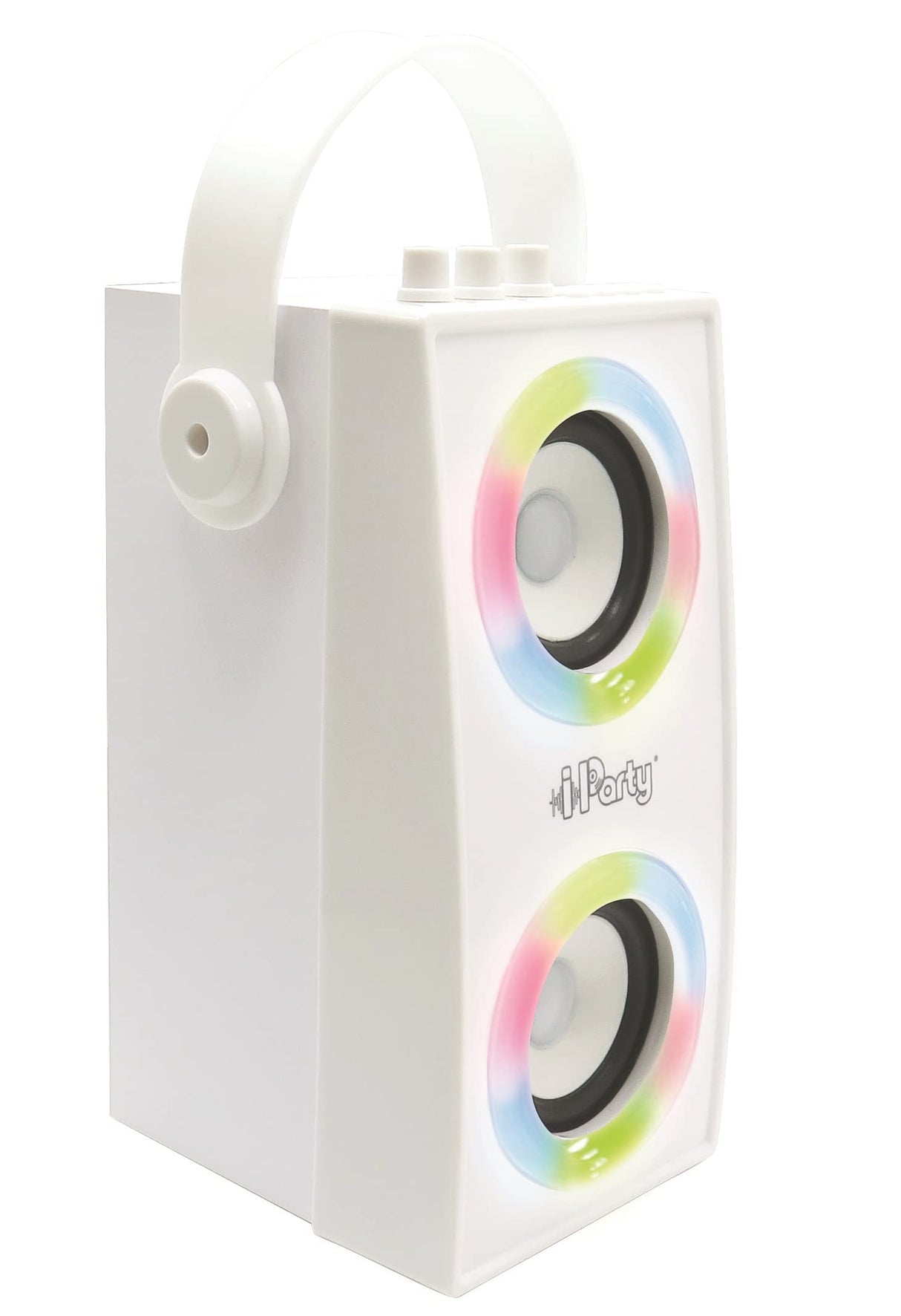 LEXIBOOK, iParty, Altavoz Luminoso Bluetooth portátil con micrófono, Efectos de luz, Karaoke, Inalámbrico, USB, Tarjeta SD, Batería Recargable, Blanco, BTP180Z