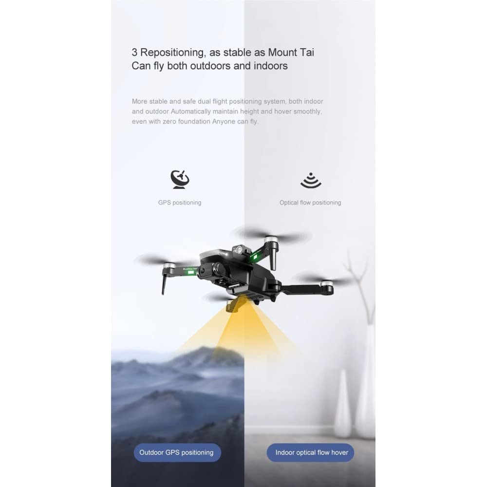LUXWALLET DRON GPS WiFi RYZE X Dodge de 5 GHz, Sistema de obstáculos láser Laos, función de Retorno, cámara Full HD de 1080P, Negro