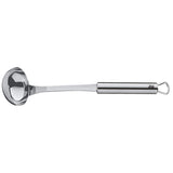 WMF Profi Plus - Juego de Cocina 6 piezas, Estante para Colgar con 5 Ayudantes, Cucharón, Espumadera, Cuchara para salsa, Espátula, Tenedor para carne, Acero Inoxidable Pulido