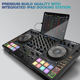 Reloop Mixon 8 Pro | 4-Kanal -Multi-Platform-Performance-Controller für Serato & djay, Jogwheel -Displays & 4 Instant-FX-Kippschalter, Dual-Audio-Interface mit USB-C & Stand-Alone-Mixing