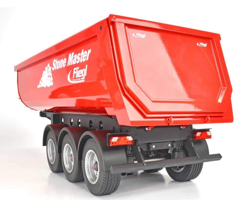 Carson Carson-500907216 500907216 Fliegl Stone Master Camión volquete-Compatible con Tamiya, Modelo ensamblado, Accesorios a Escala 1:14, Color Rojo