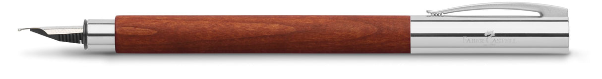 Faber-Castell 148181 - Pluma Estilográfica Ambition con Cuerpo en Madera de Peral - Plumín de Acero Inoxidable - Trazo F