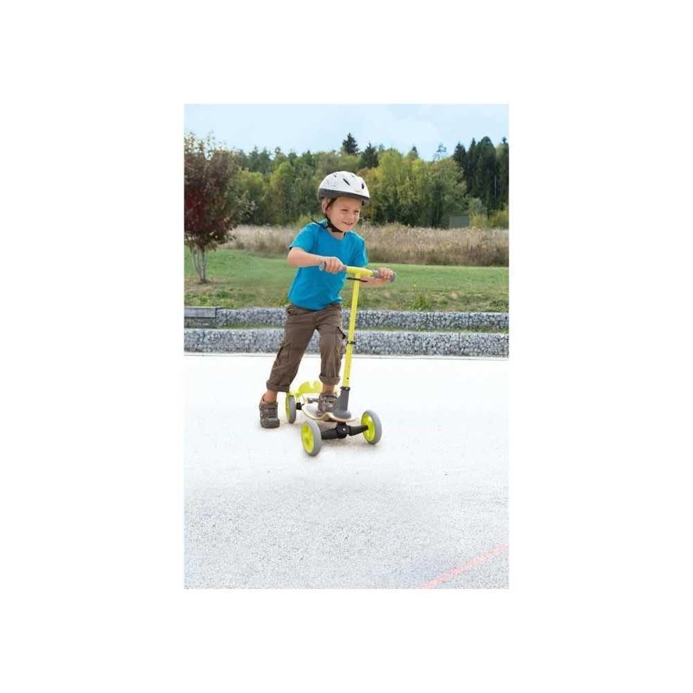Smoby - Patinete de Madera S-Cruiser - Patinete de 4 Ruedas - Freno Trasero - Manillar Ajustable y Plegable - A Partir de 5 Años - Peso Máximo 50 Kgs