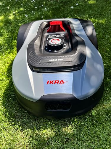 IKRA Robot cortacésped iROM 600 para céspedes de hasta 600 m², WiFi o Bluetooth, Control por App, multizona, Incl. estación de Carga & Sensor de Lluvia, 6 Cuchillas de Repuesto