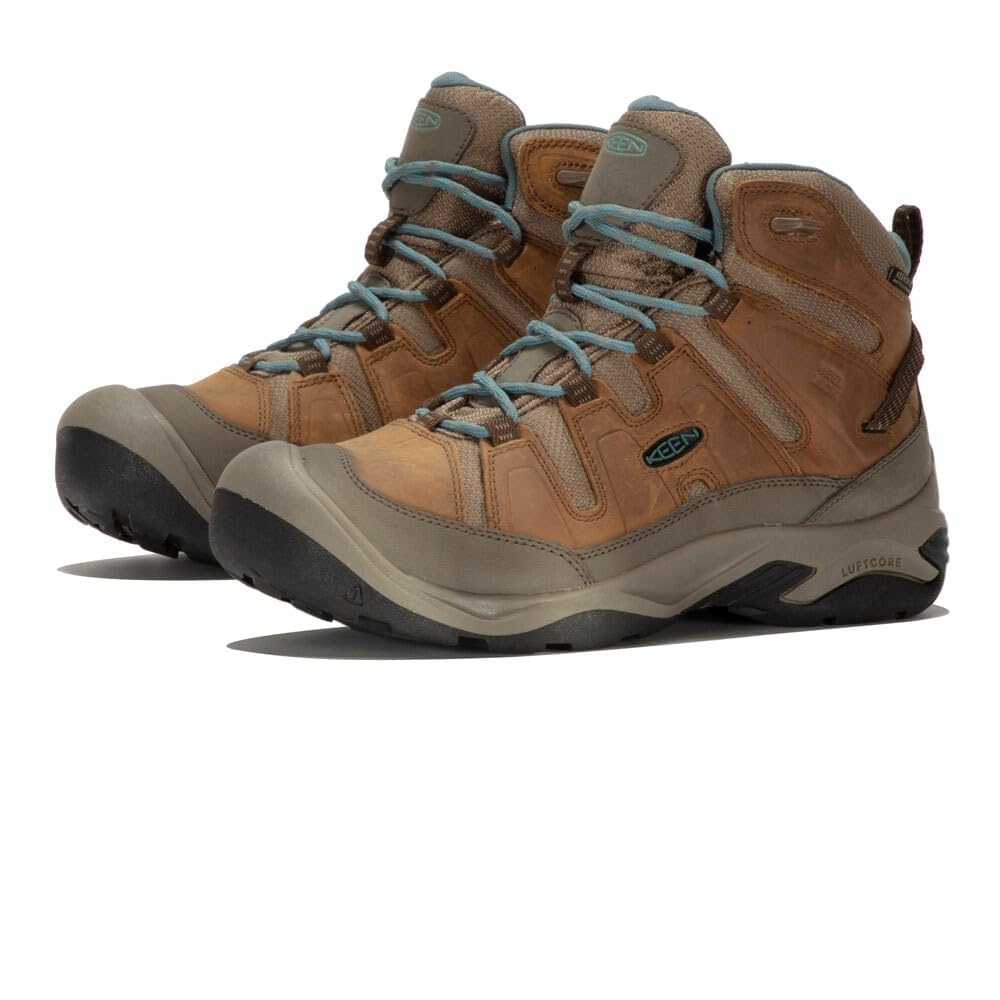 KEEN Circadia Mid Waterproof, Botas para Senderismo Mujer, Toasted Coconut/North Atlantic, 38.5 EU