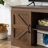 Zinus Wade Mueble TV - Mueble TV 147x67x40 cm - Mueble con armario - Diseño estilo granja - Marrón