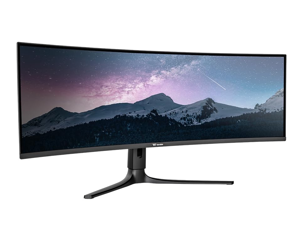 Thermaltake Monitor Gaming Curvo QD-OLED de 49″ | Resolución Dual QHD 5120×1440 | Curvatura 1800R | 240 Hz | Tiempo de Respuesta 0,03 ms | 99% DCI-P3 | RGB Integrada