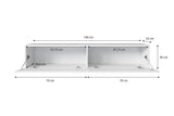 Selsey Kane - Mueble TV Flotante/Mesa TV/Mueble para Salón/Mueble TV Suspendido (140 cm, con LED, Blanco Matte/Blanco Brillante)