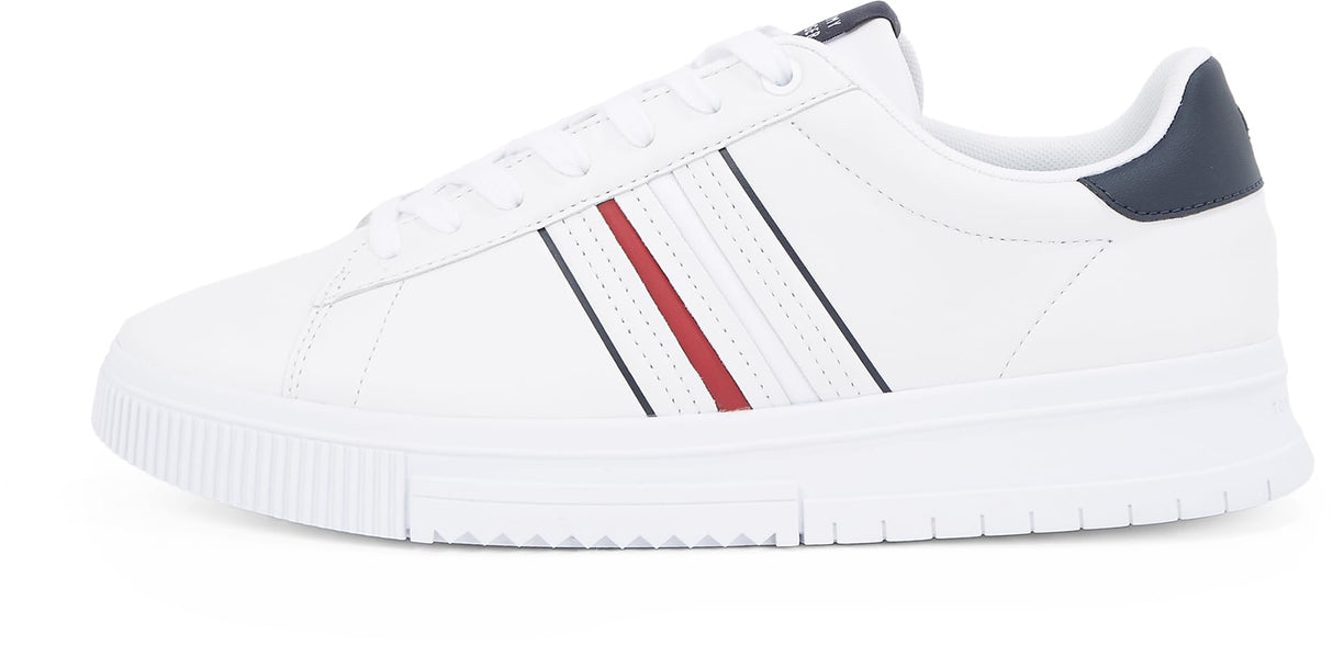 Tommy Hilfiger Sneaker con Suela Cupsole Hombre Modern Stripes con Logotipo, Blanco (White), 45