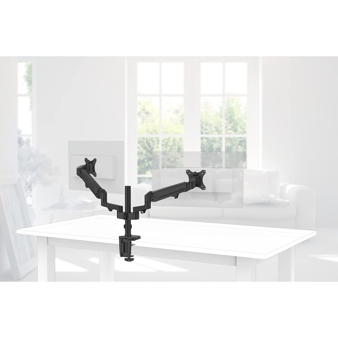 Hama | Soporte Monitores de 13" a 32" con 2 Brazos (VESA 75x75-100x100, Inclinación +45°/-45°, Giro 180°, hasta 12kg, Ajustable en Altura), Color Negro