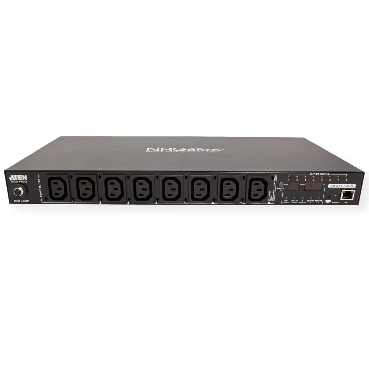 ATEN PE8108G Unidad de distribución de energía (PDU) 1U Negro 8 Salidas AC - Unidad de distribución de energía (PDUs) (Monitorizado, 1U, Horizontal, Metal, Negro, 8 Salidas AC)