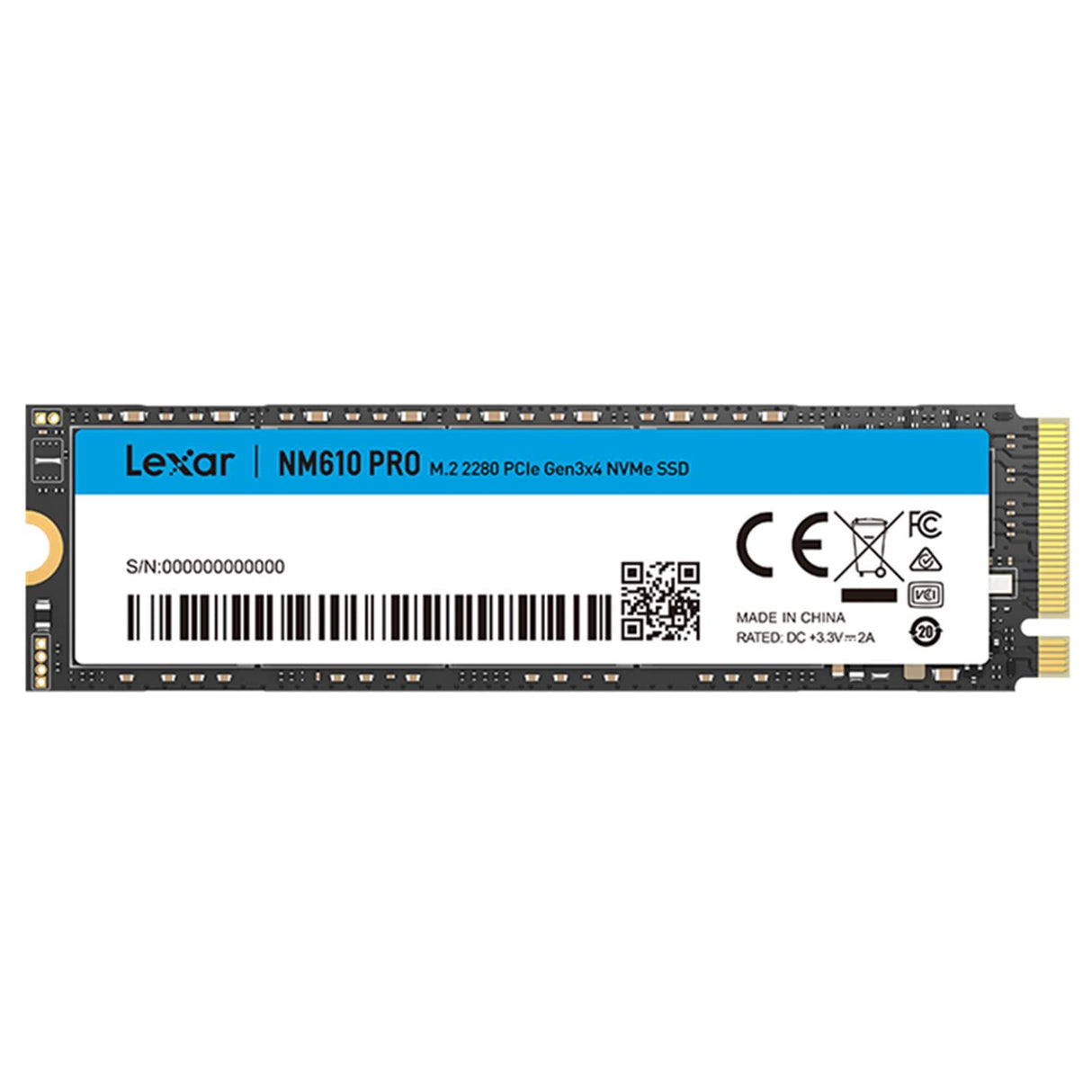 Lexar NM610PRO 2TB SSD, SSD Interno M.2 2280 PCIe Gen3x4 NVMe 1.4, hasta 3300 MB/s de Lectura, Unidades SSD internas con Flash NAND 3D para portátiles, computadoras de Escritorio y PC