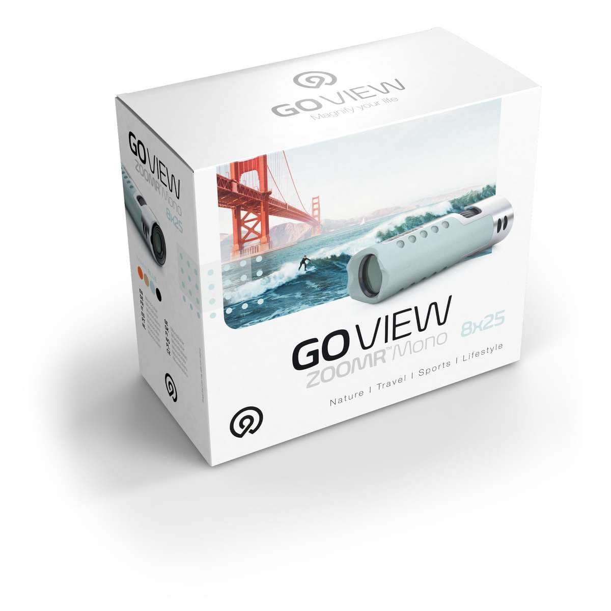 GoView ZOOMR HD Mono 8x25 monocular Compacto de Alta definición, Mini telescopio (Zoom de 8 aumentos, Carcasa de magnesio, Incluye Adaptador para Smartphone y Accesorios) Miami Azul
