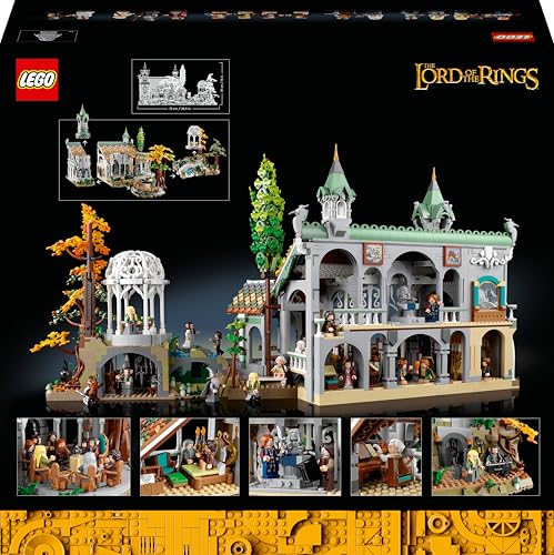 LEGO Icons EL SEÑOR DE LOS Anillos: RIVENDEL - Regalo por el Día del Padre - Maqueta para Construir de la Tierra Media - Gran Set con 15 Minifiguras Inc. Frodo, Bilbo, Gandalf y Legolas 10316
