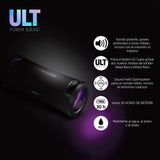 Sony ULT FIELD 7 Altavoz inalámbrico bluetooth portátil con ULT POWER SOUND y Deep Bass, altavoz X-Balanced, 30H de batería, IP67, resistente al agua, iluminación LED, micrófono, entrada para guitarra